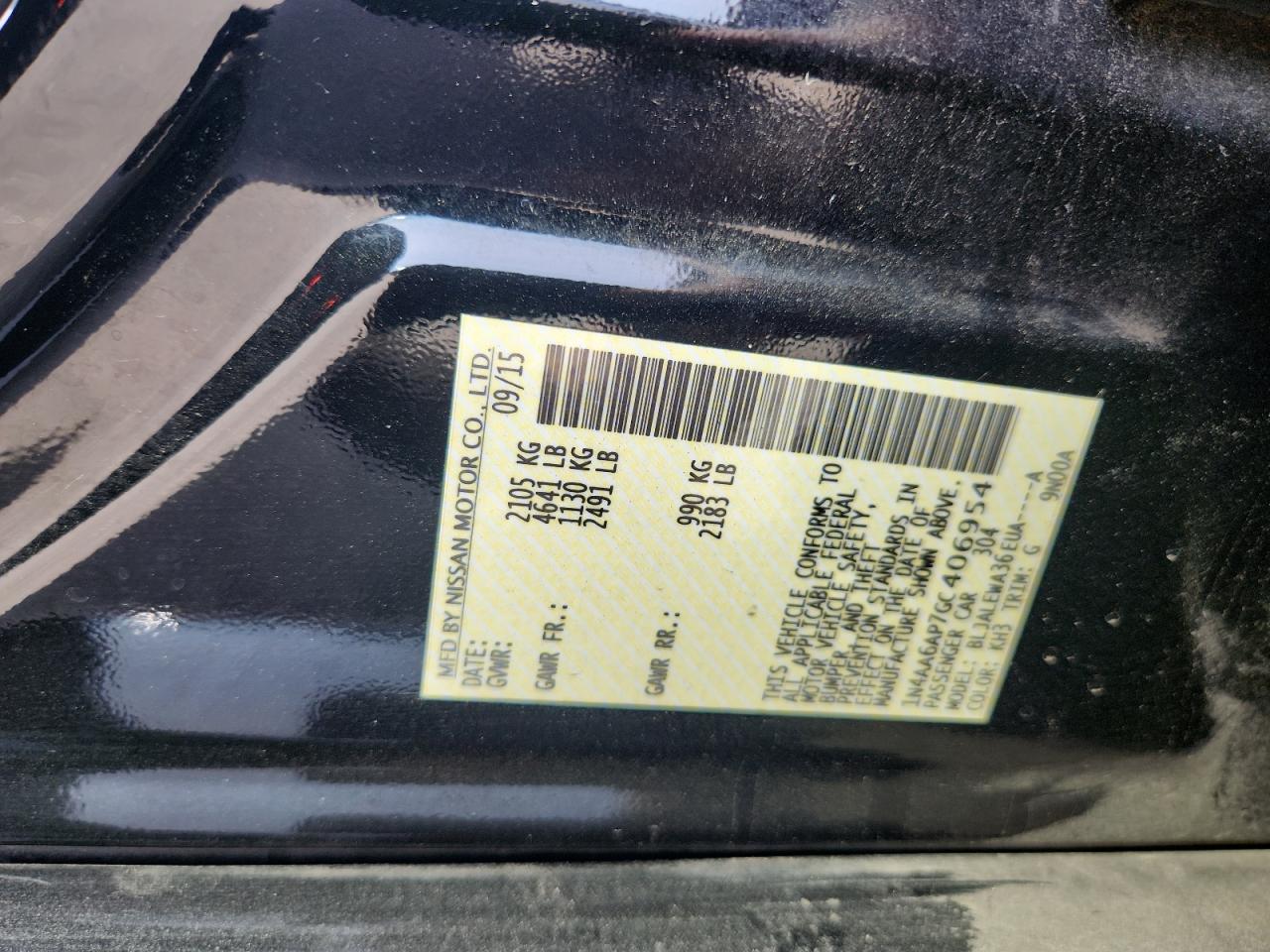 2016 Nissan Maxima 3.5S VIN: 1N4AA6AP7GC406954 Lot: 81786175