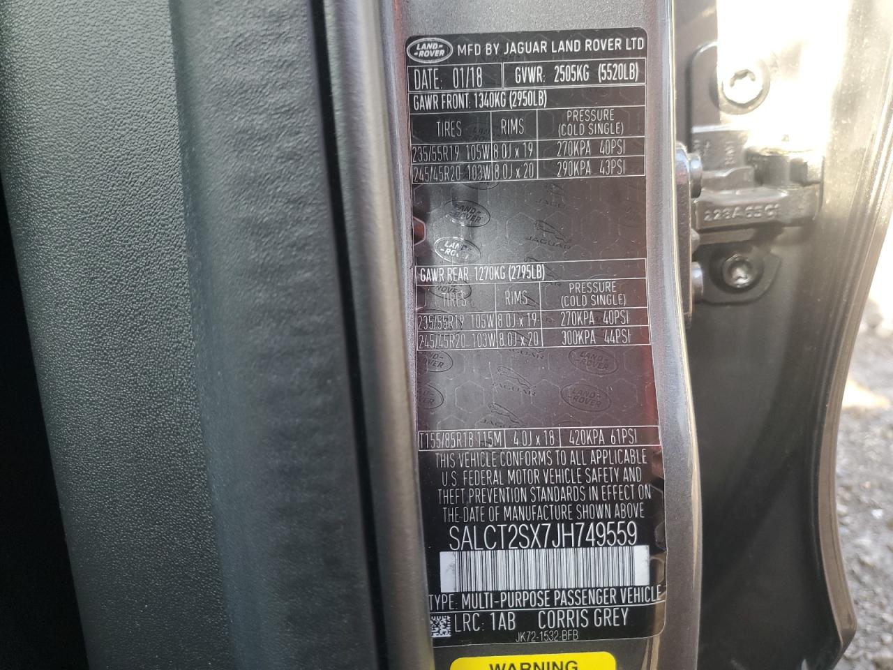 2018 Land Rover Discovery Sport Hse Luxury VIN: SALCT2SX7JH749559 Lot: 81673295