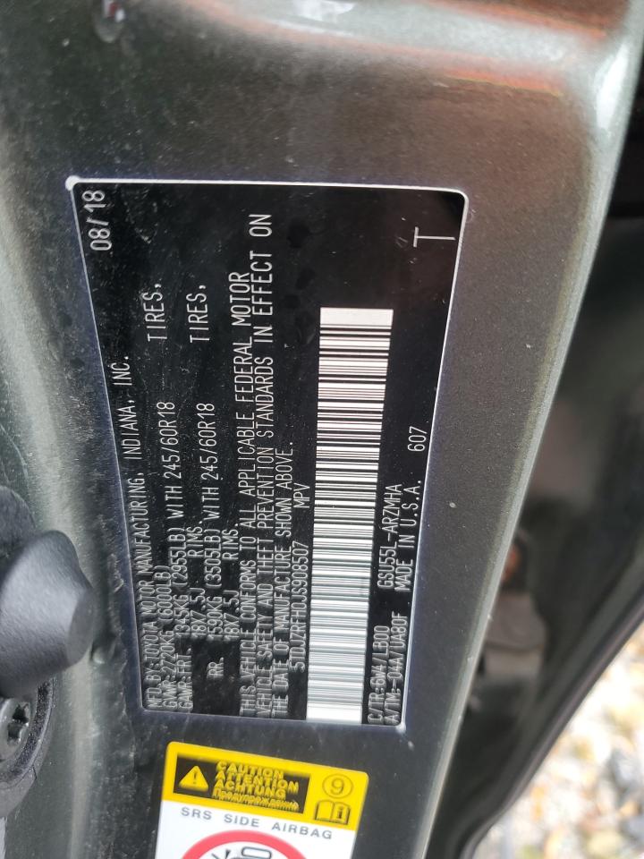 2018 Toyota Highlander Se VIN: 5TDJZRFH0JS908507 Lot: 83889575