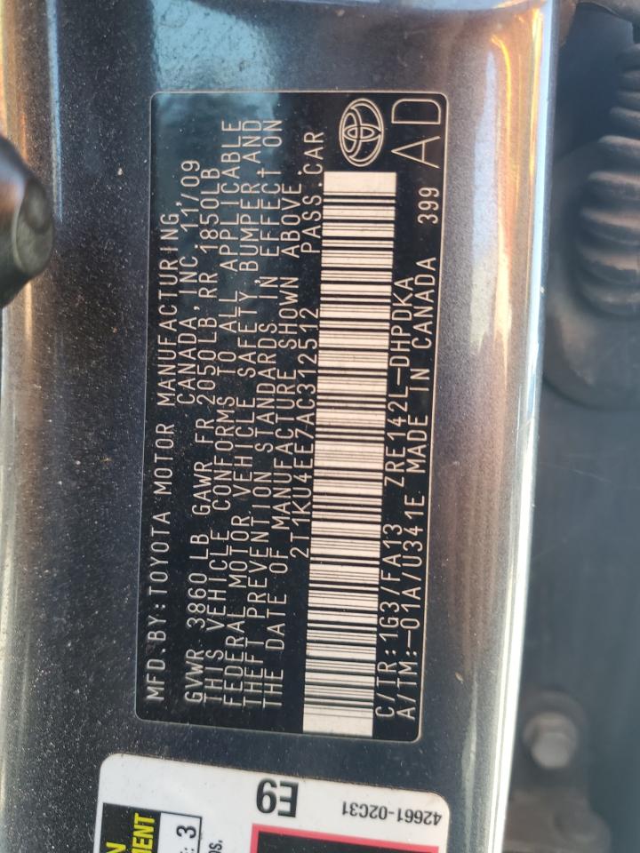 2010 Toyota Corolla Matrix VIN: 2T1KU4EE7AC312512 Lot: 82102845