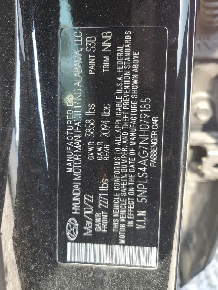 2022 Hyundai Elantra Sel VIN: 5NPLS4AG7NH079185 Lot: 81240865