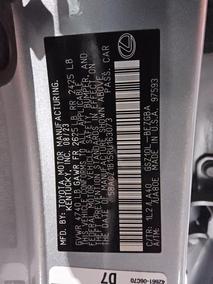 2024 Lexus Es 350 Base VIN: 58ACZ1B15RU163073 Lot: 71821605