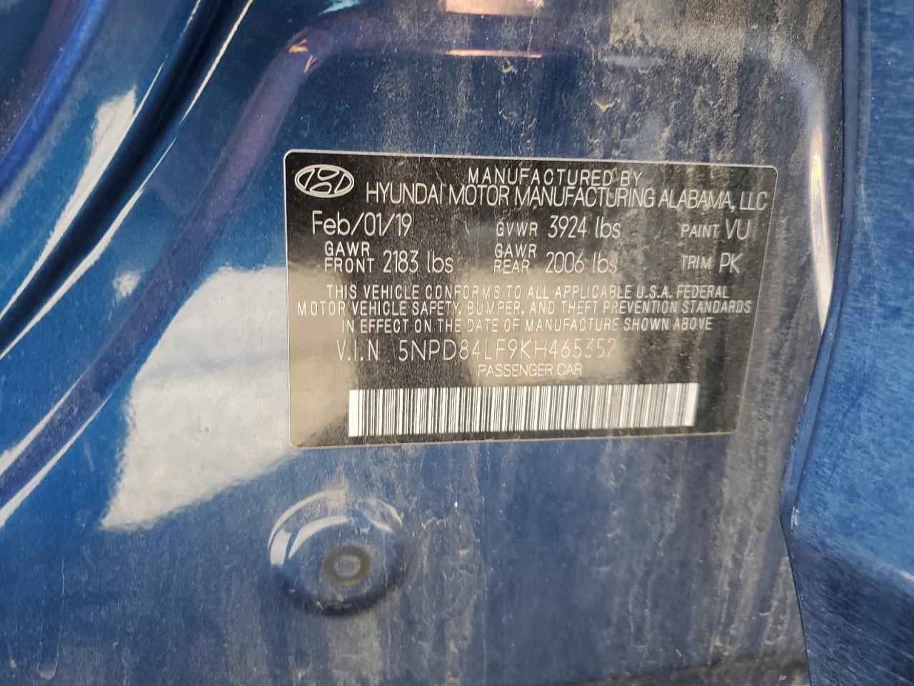 2019 Hyundai Elantra Sel VIN: 5NPD84LF9KH465352 Lot: 70575765