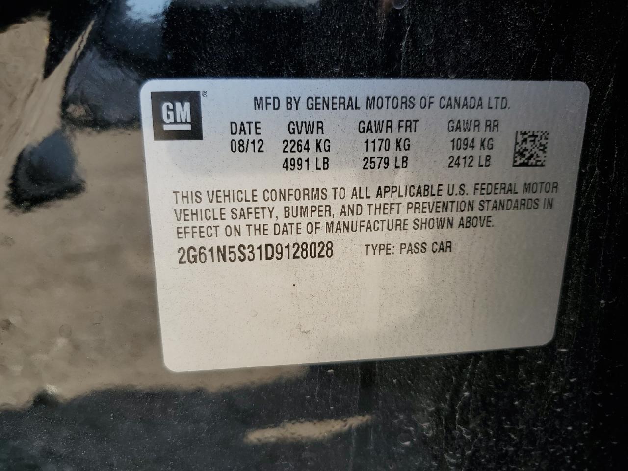 2013 Cadillac Xts VIN: 2G61N5S31D9128028 Lot: 80052795