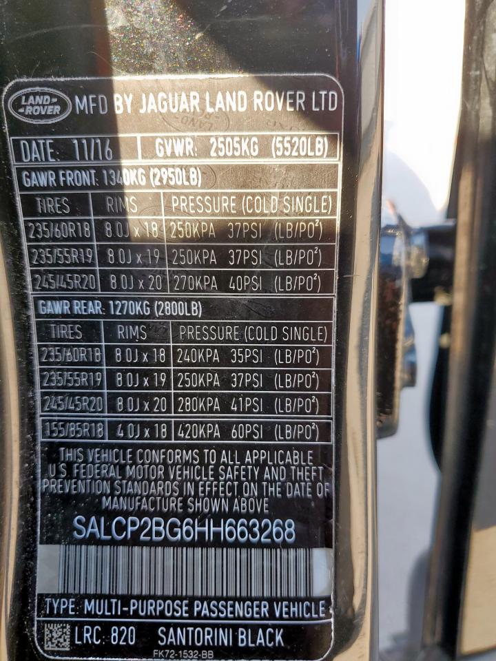 2017 Land Rover Discovery Sport Se VIN: SALCP2BG6HH663268 Lot: 71290425