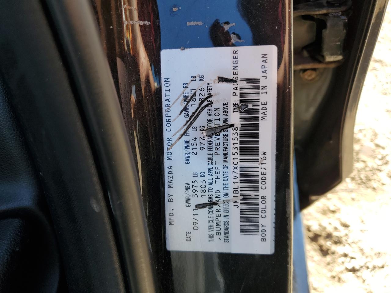 2012 Mazda 3 I VIN: JM1BL1V7XC1531538 Lot: 82102405