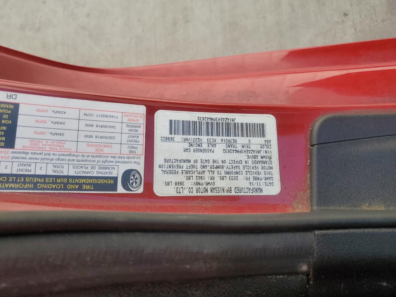 2015 Nissan 370Z Base VIN: JN1AZ4EH3FM442632 Lot: 81124025