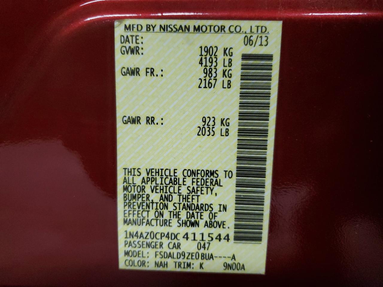 2013 Nissan Leaf S VIN: 1N4AZ0CP4DC411544 Lot: 81100875