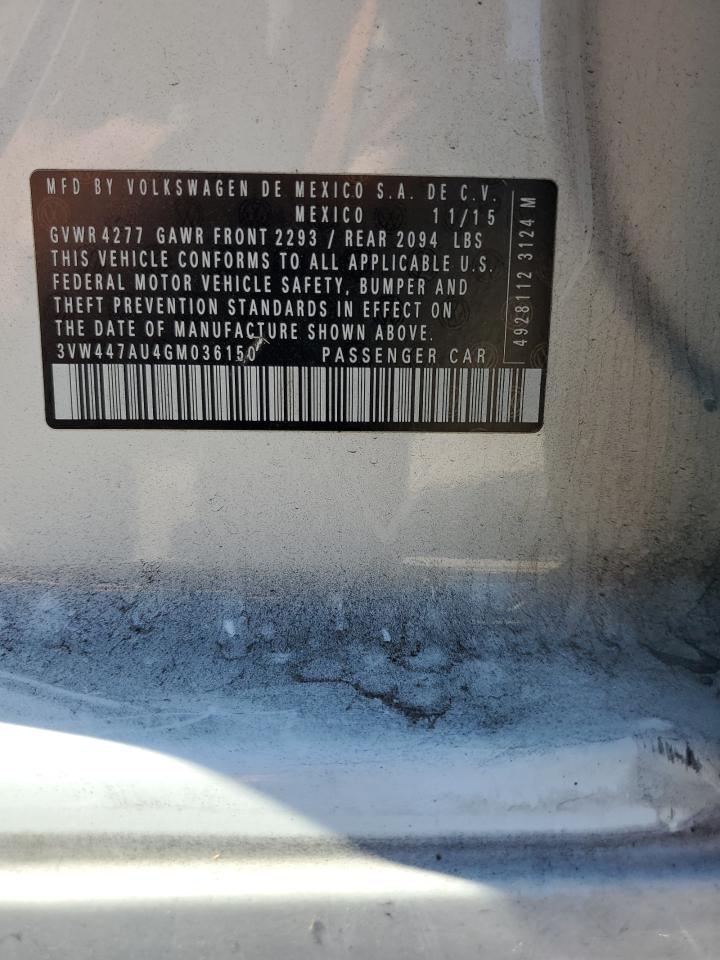 2016 Volkswagen Gti S/Se VIN: 3VW447AU4GM036150 Lot: 72062225