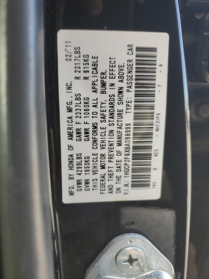 2011 Honda Accord Se VIN: 1HGCP2F6XBA098999 Lot: 81207035