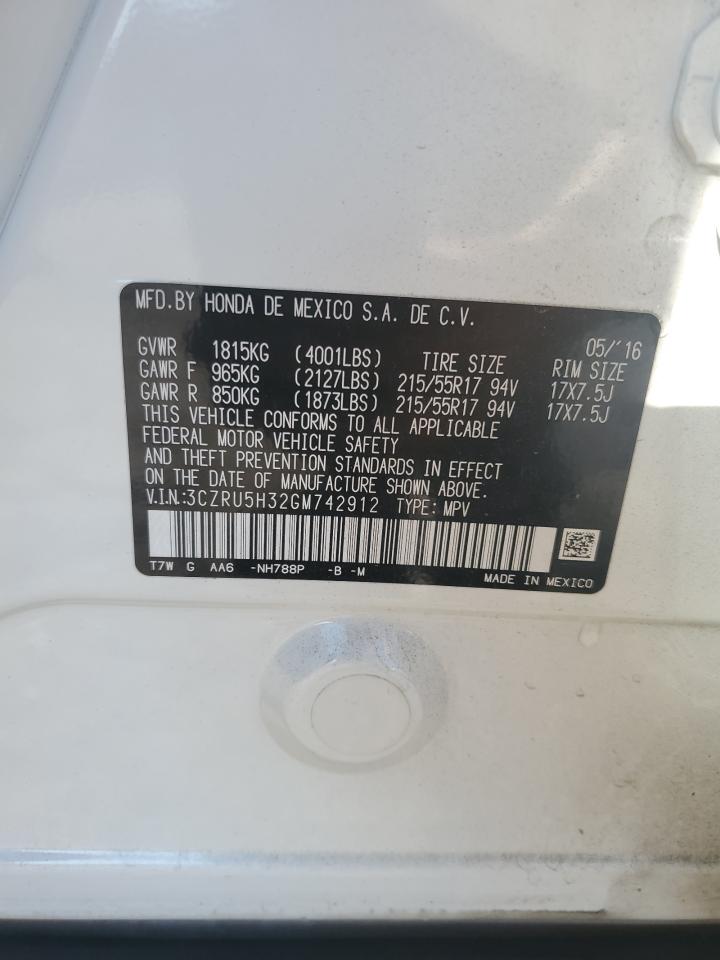 2016 Honda Hr-V Lx VIN: 3CZRU5H32GM742912 Lot: 81408205