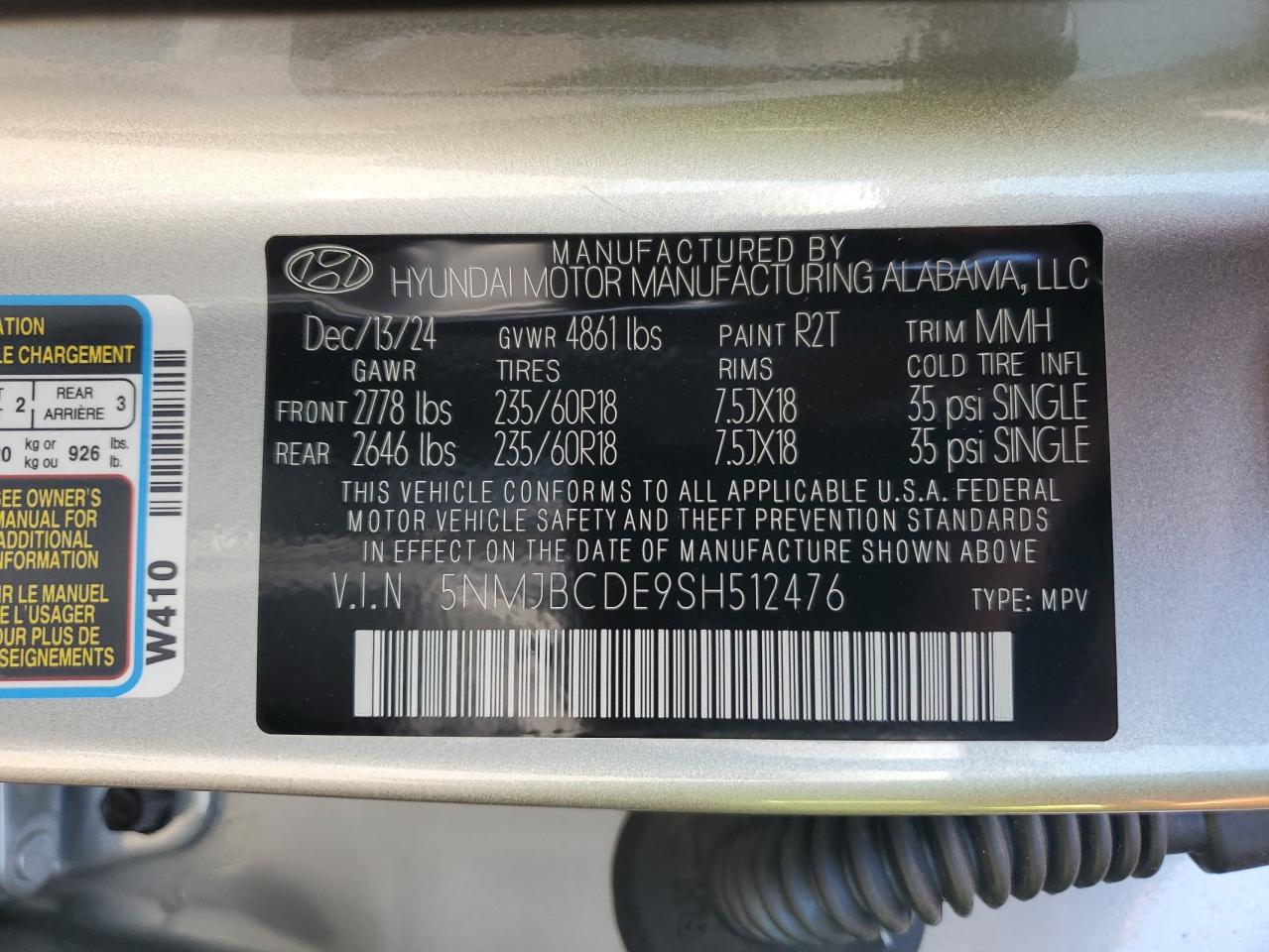 2025 Hyundai Tucson Sel VIN: 5NMJBCDE9SH512476 Lot: 80862945