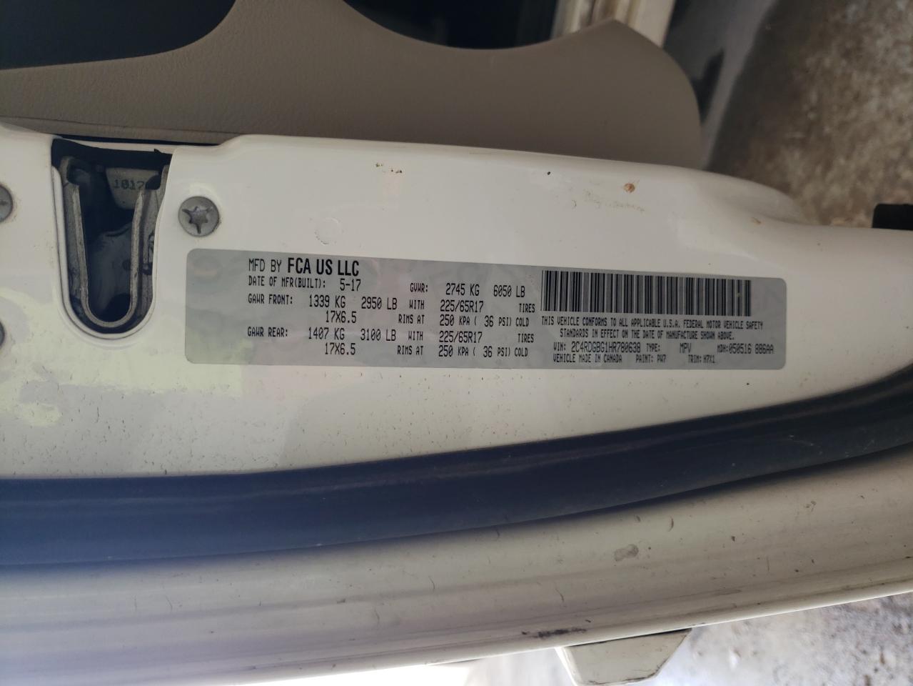 2017 Dodge Grand Caravan Se VIN: 2C4RDGBG1HR780638 Lot: 81628645