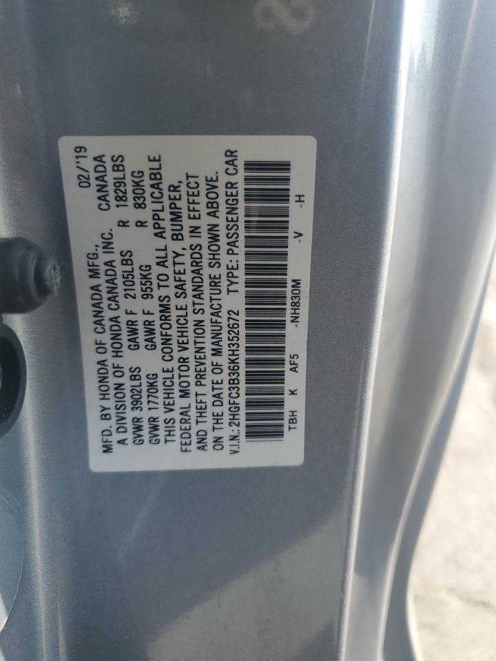 2019 Honda Civic Ex VIN: 2HGFC3B36KH352672 Lot: 81288465
