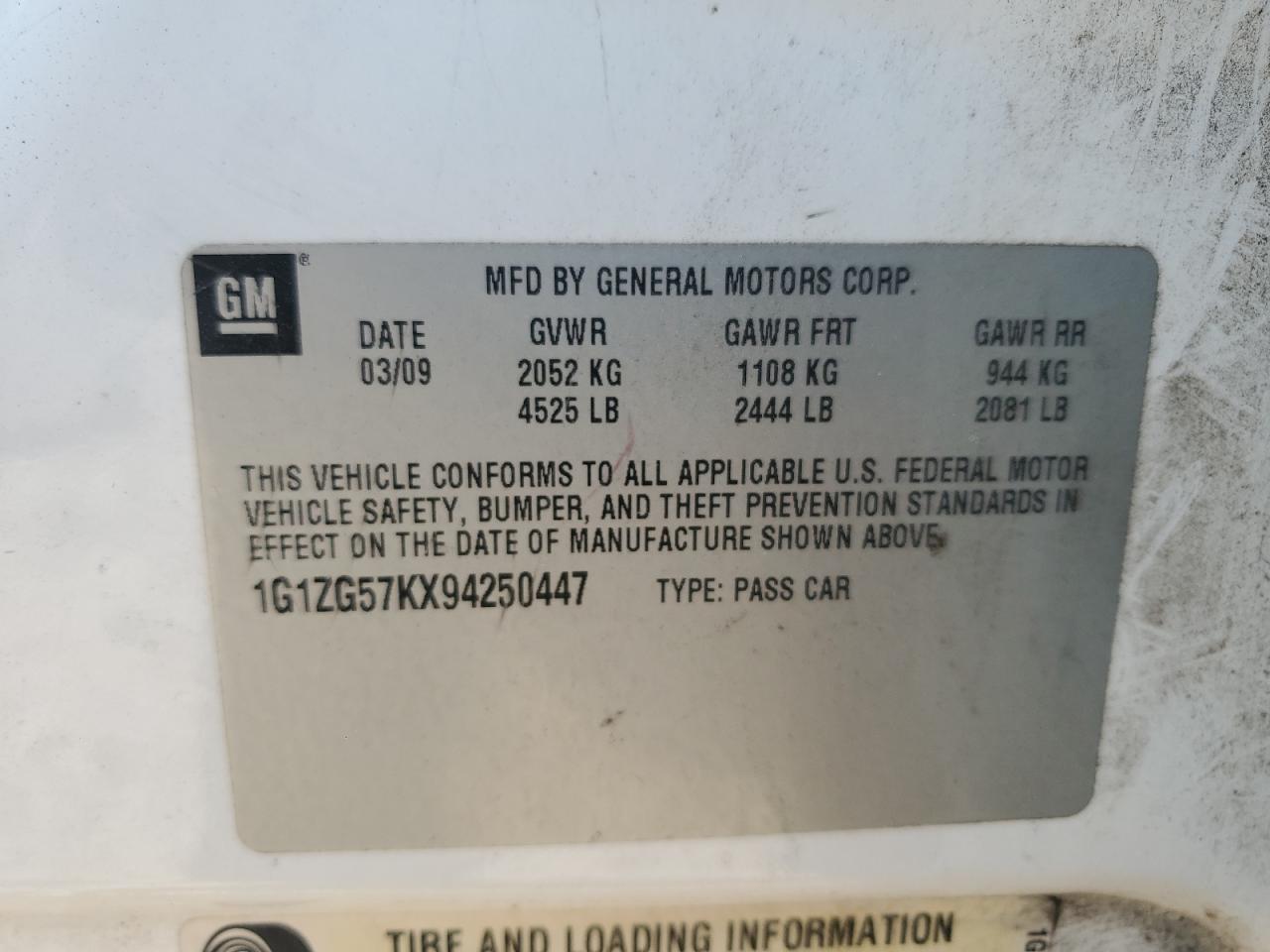 2009 Chevrolet Malibu Ls VIN: 1G1ZG57KX94250447 Lot: 71903955