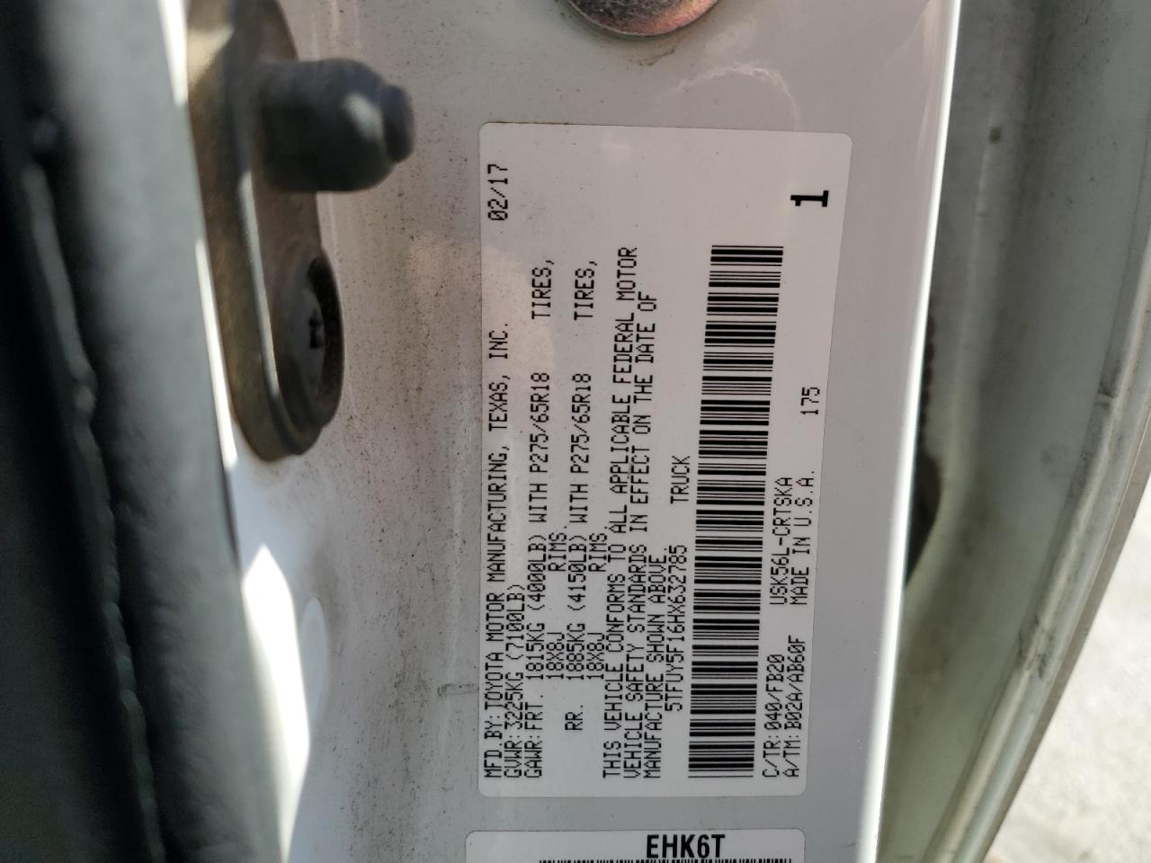 2017 Toyota Tundra Double Cab Sr VIN: 5TFUY5F16HX632785 Lot: 81024135