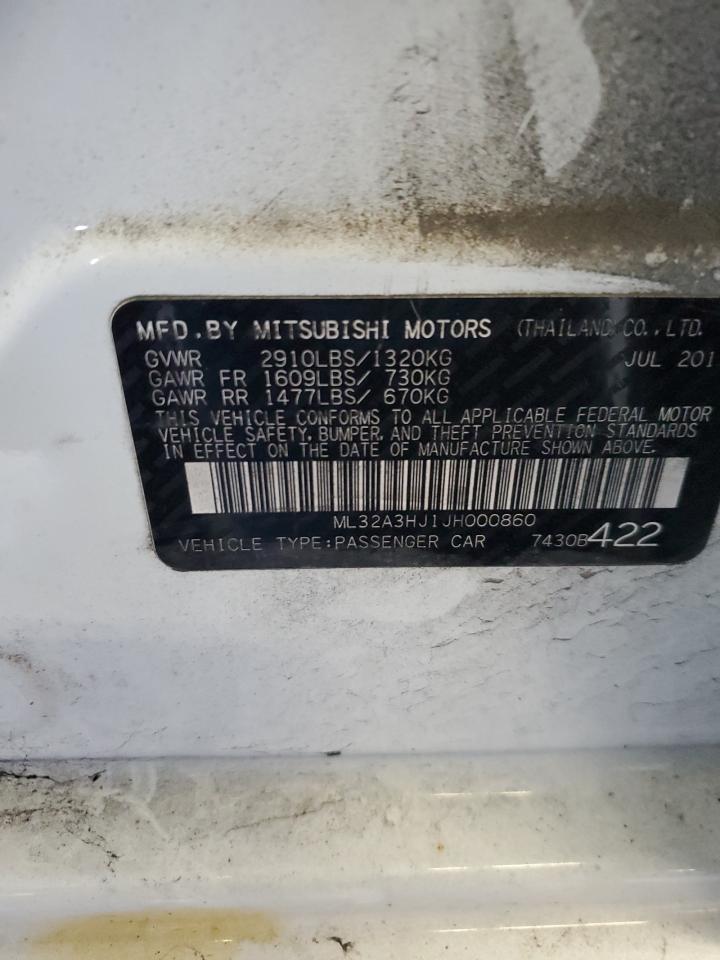 2018 Mitsubishi Mirage Es VIN: ML32A3HJ1JH000860 Lot: 81885865
