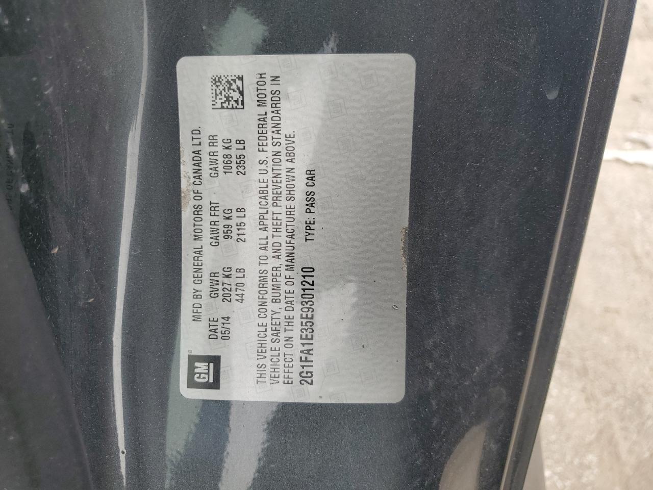 2014 Chevrolet Camaro Ls VIN: 2G1FA1E35E9301210 Lot: 84399905