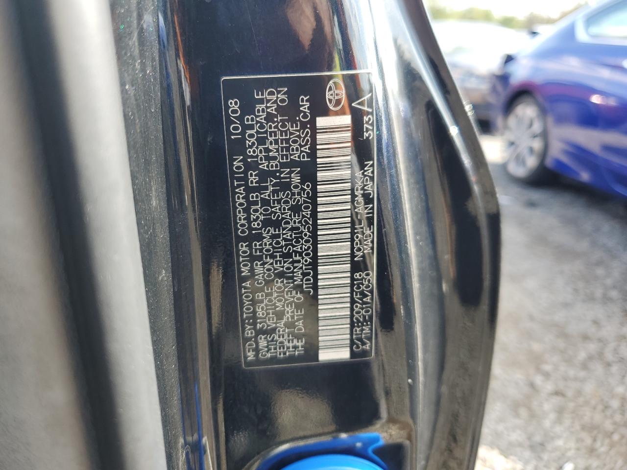 2009 Toyota Yaris VIN: JTDJT903095240756 Lot: 84212685