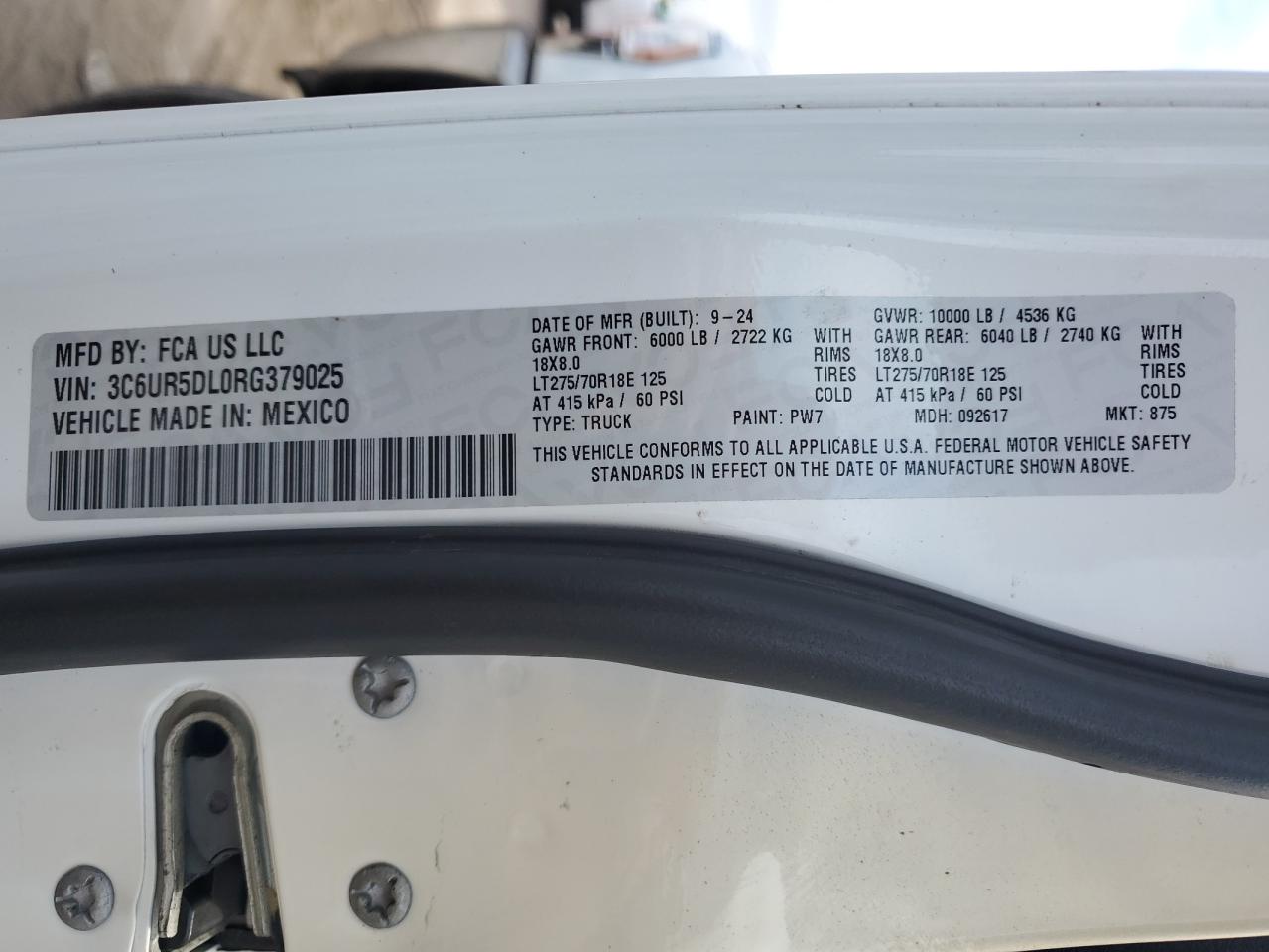 2024 Ram 2500 Big Horn VIN: 3C6UR5DL0RG379025 Lot: 71232945