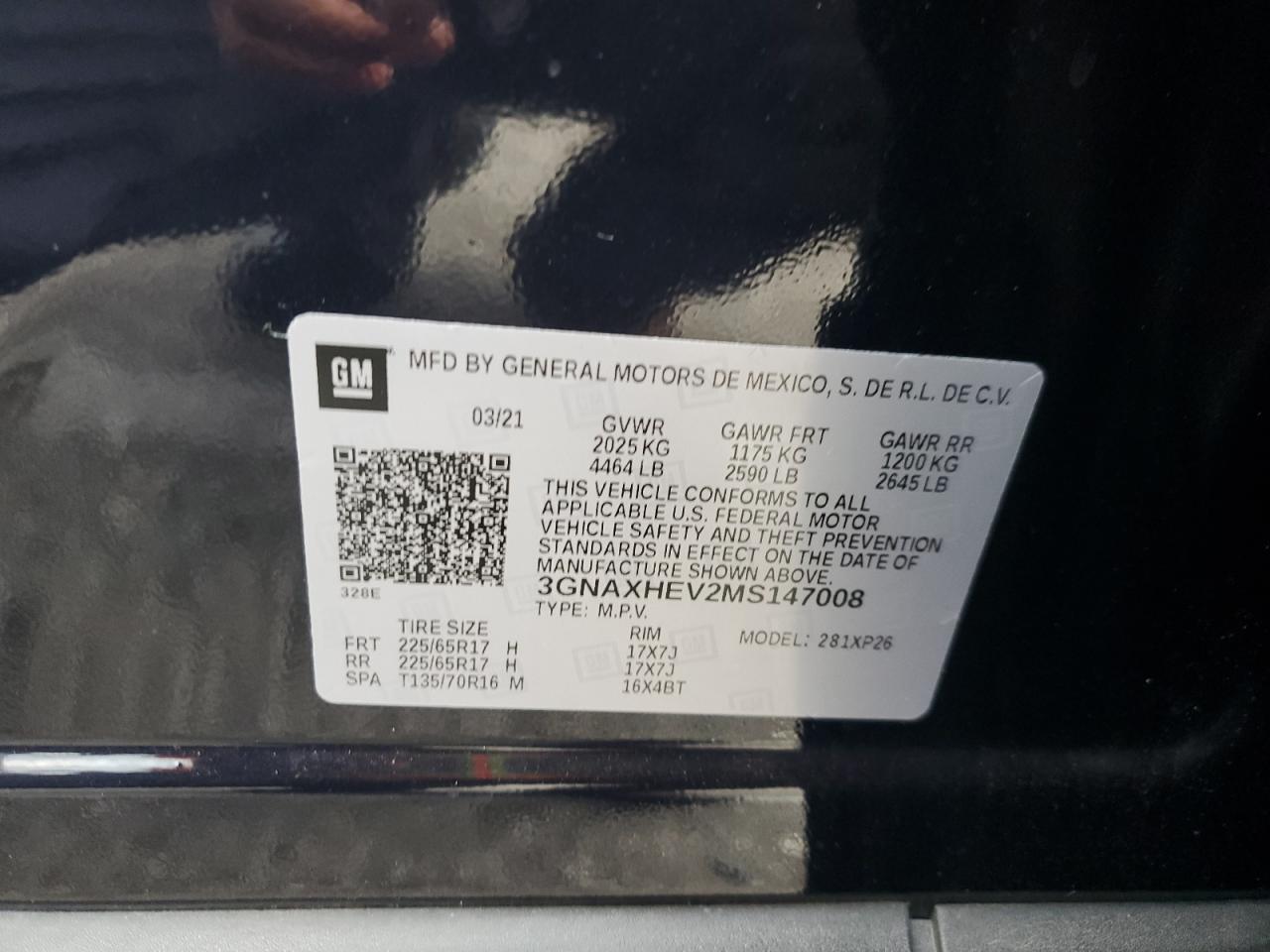 2021 Chevrolet Equinox Ls VIN: 3GNAXHEV2MS147008 Lot: 81692145