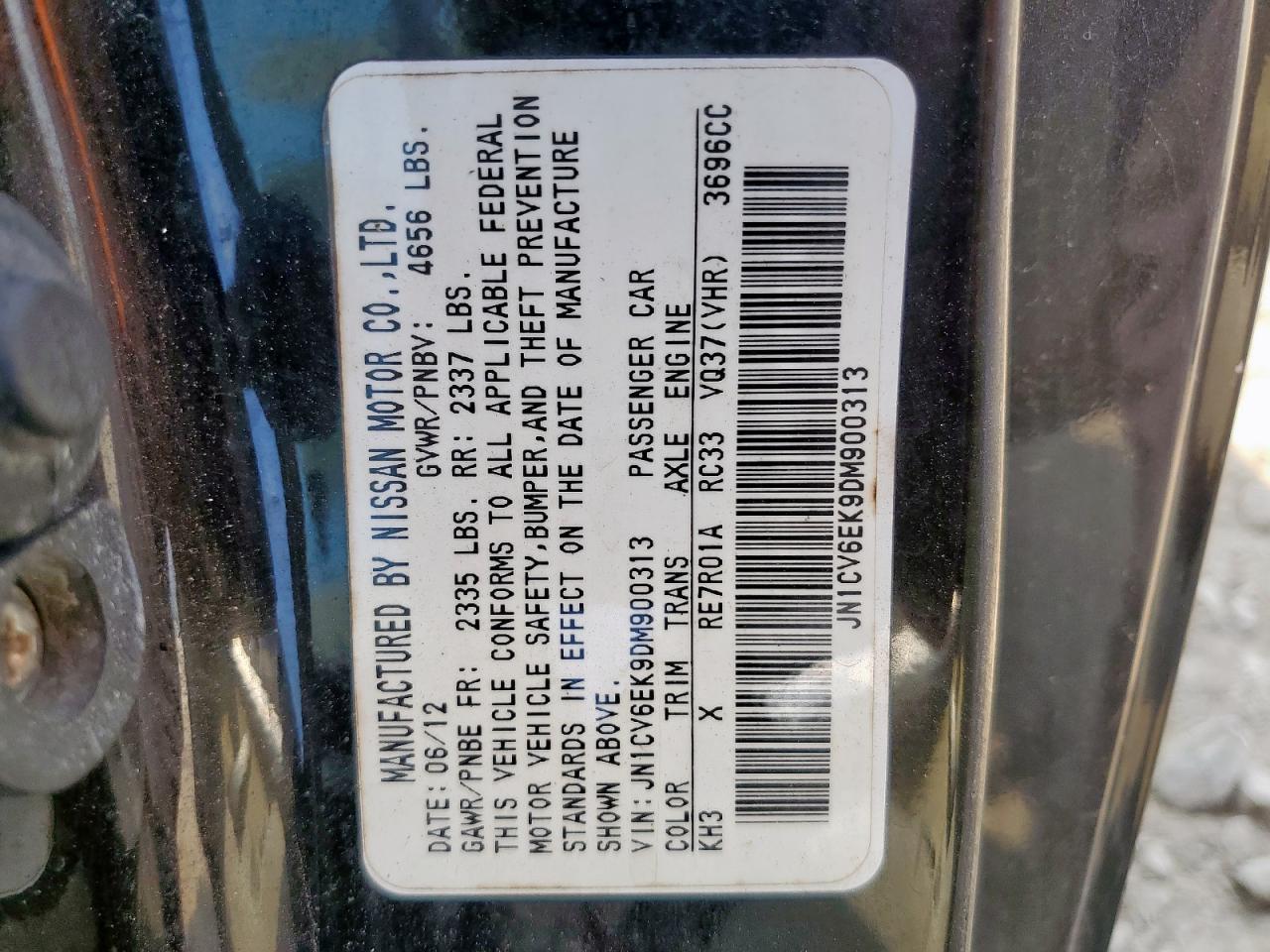 2013 Infiniti G37 Journey VIN: JN1CV6EK9DM900313 Lot: 81401565