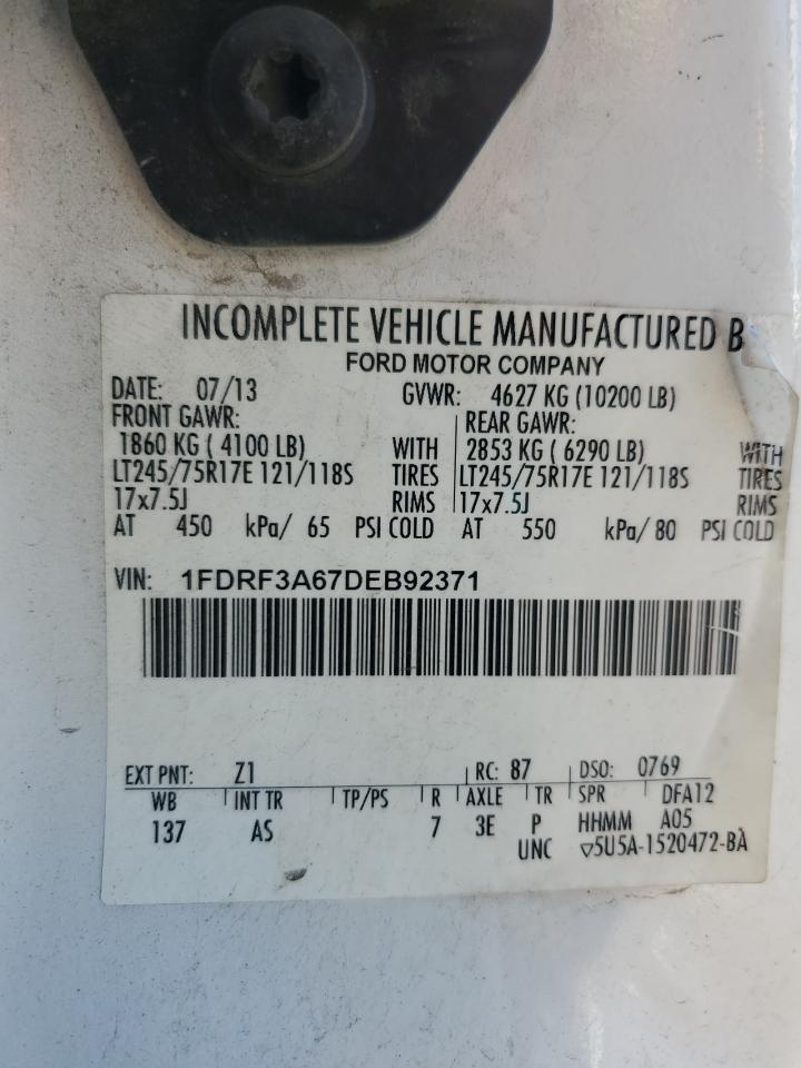 2013 Ford F350 Super Duty VIN: 1FDRF3A67DEB92371 Lot: 70176745