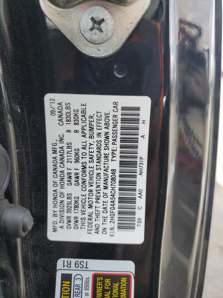 2012 Honda Civic Si VIN: 2HGFG4A54CH708048 Lot: 80017065