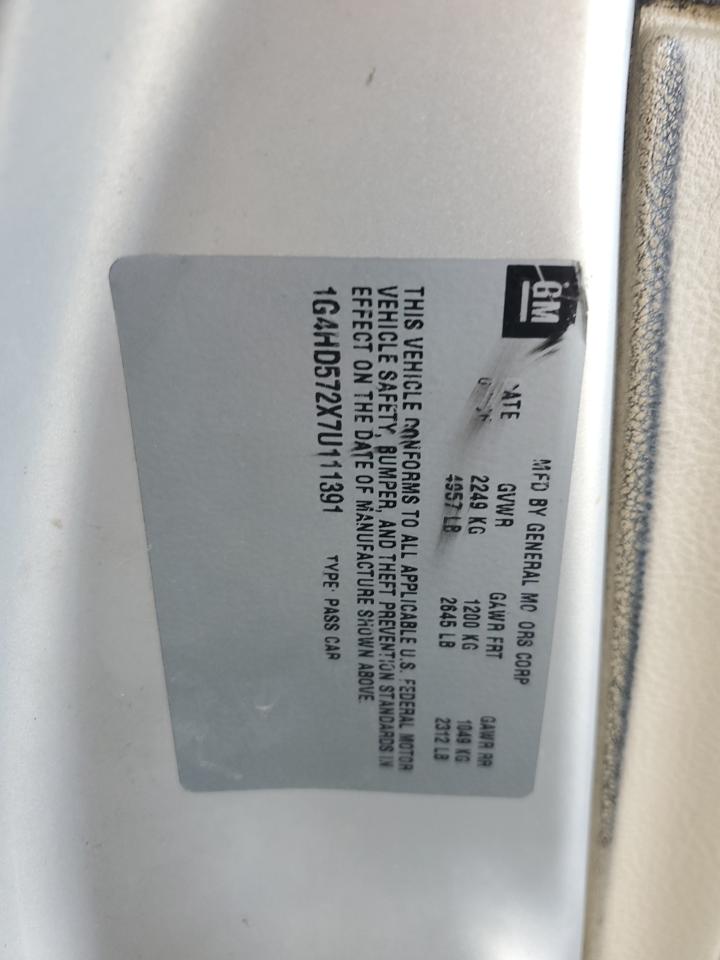 2007 Buick Lucerne Cxl VIN: 1G4HD572X7U111391 Lot: 71528045