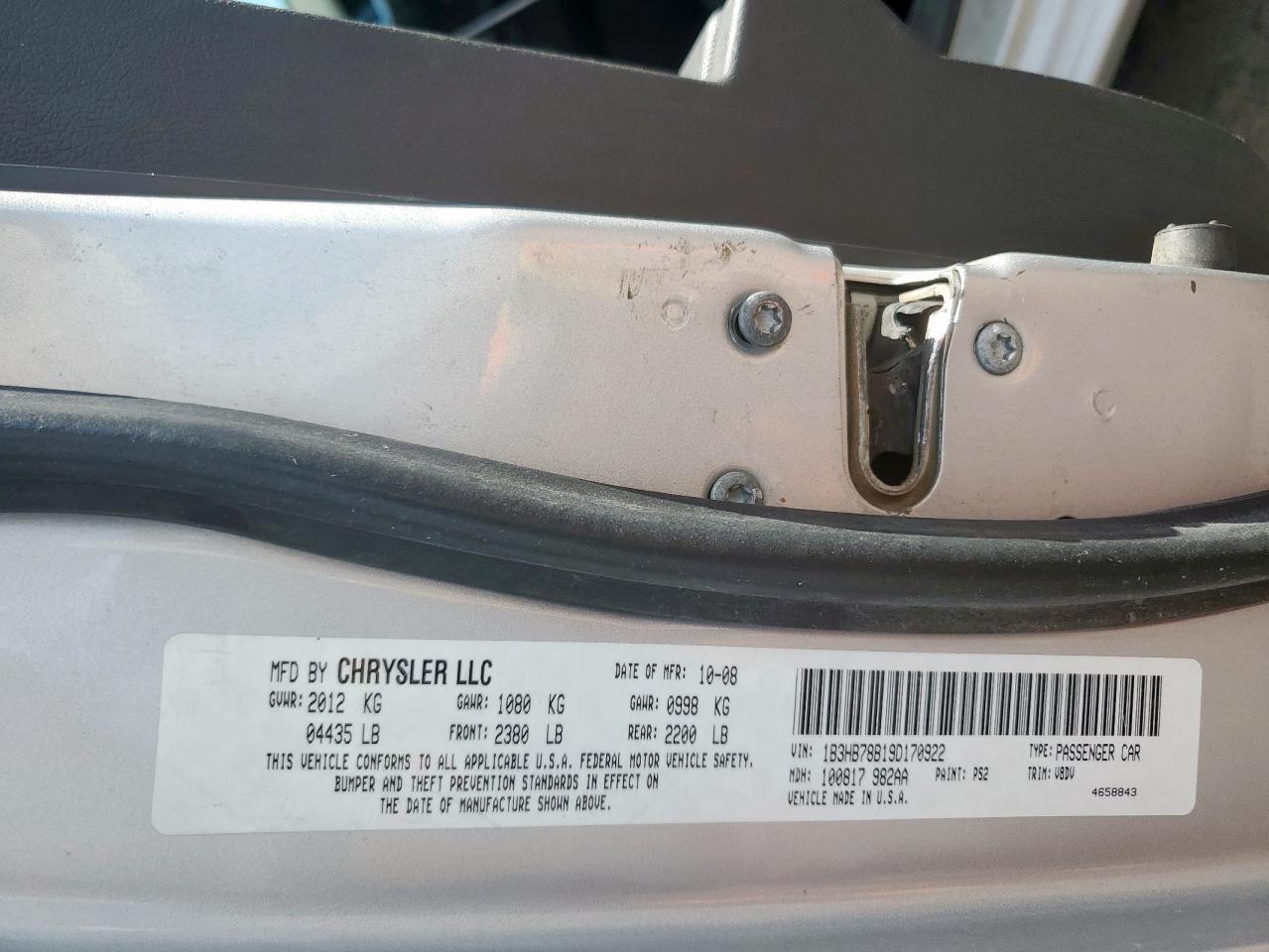 2009 Dodge Caliber R/T VIN: 1B3HB78B19D170922 Lot: 81268525