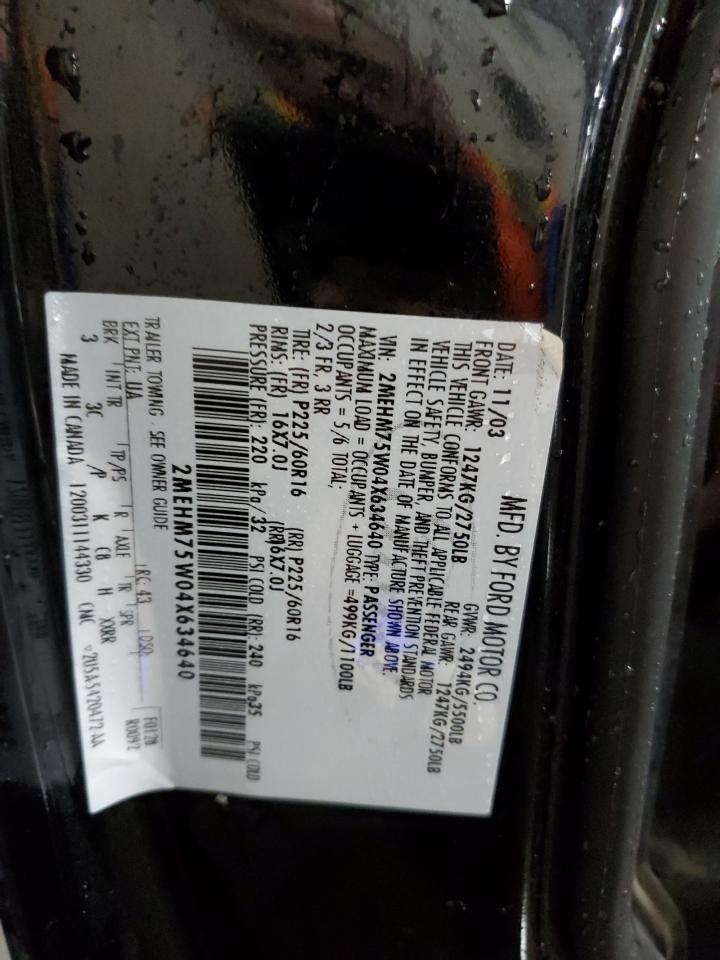 2004 Mercury Grand Marquis Ls VIN: 2MEHM75W04X634640 Lot: 83802275