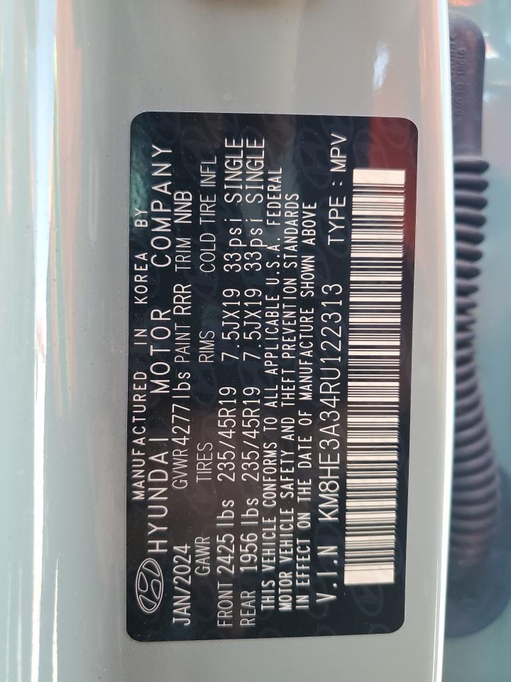 2024 Hyundai Kona Limited VIN: KM8HE3A34RU122313 Lot: 72021655