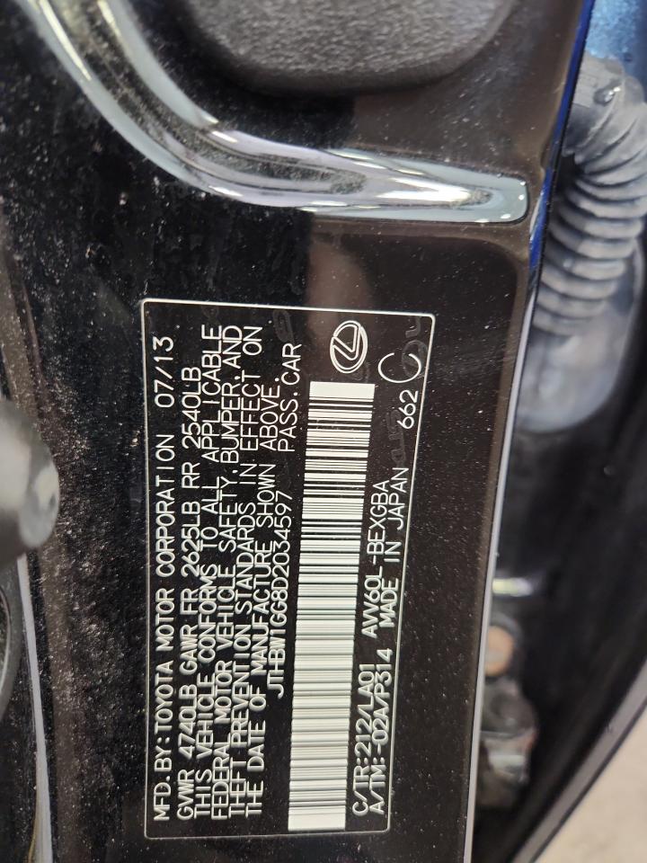 2013 Lexus Es 300H VIN: JTHBW1GG8D2034597 Lot: 71487125