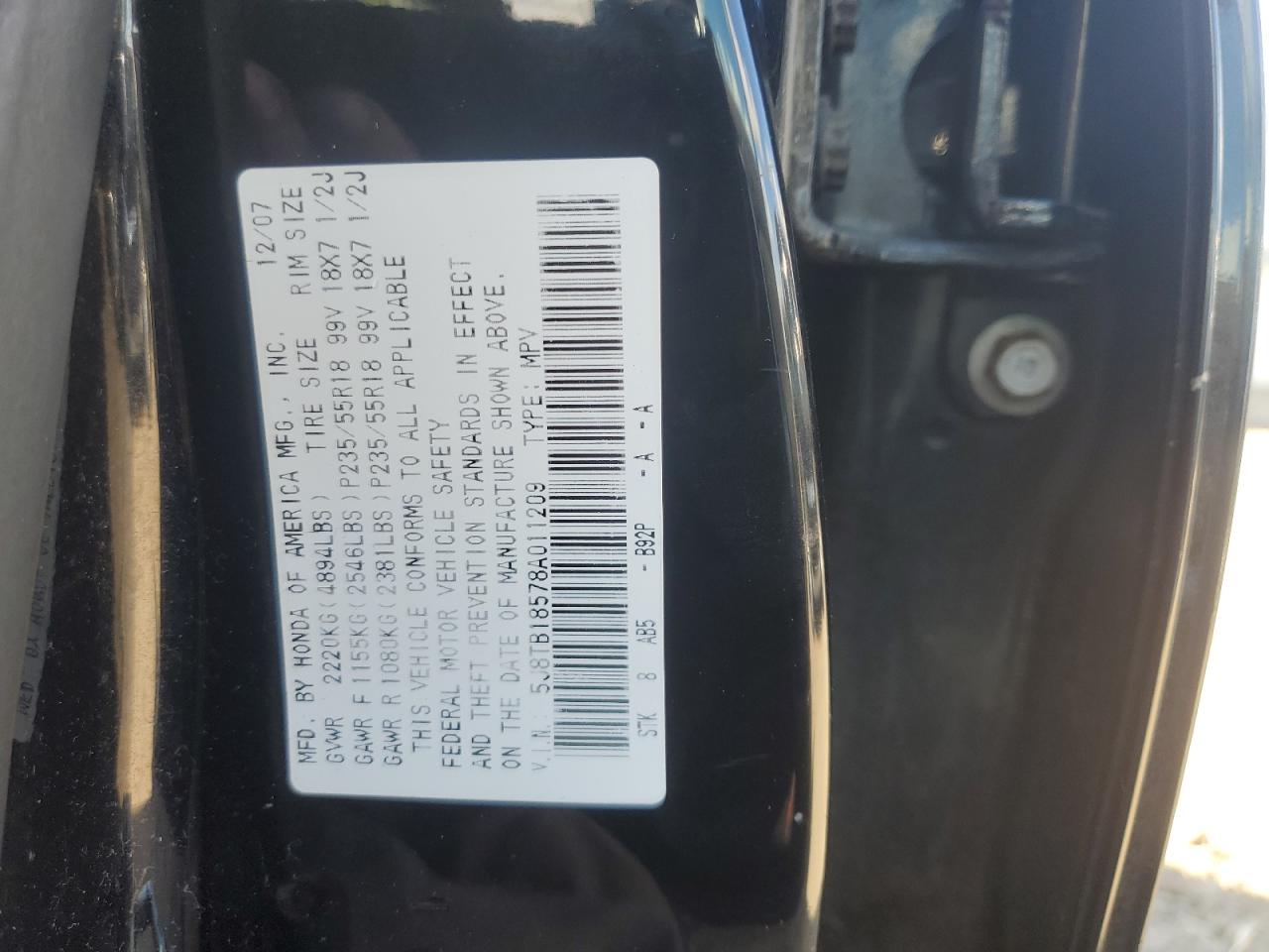 2008 Acura Rdx Technology VIN: 5J8TB18578A011209 Lot: 83855345