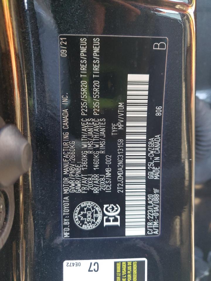 2022 Lexus Rx 350 VIN: 2T2JZMDA2NC313158 Lot: 81207985