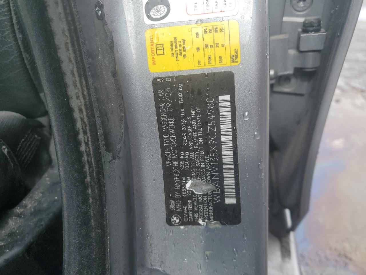 2009 BMW 528 Xi VIN: WBANV135X9CZ54980 Lot: 82091595