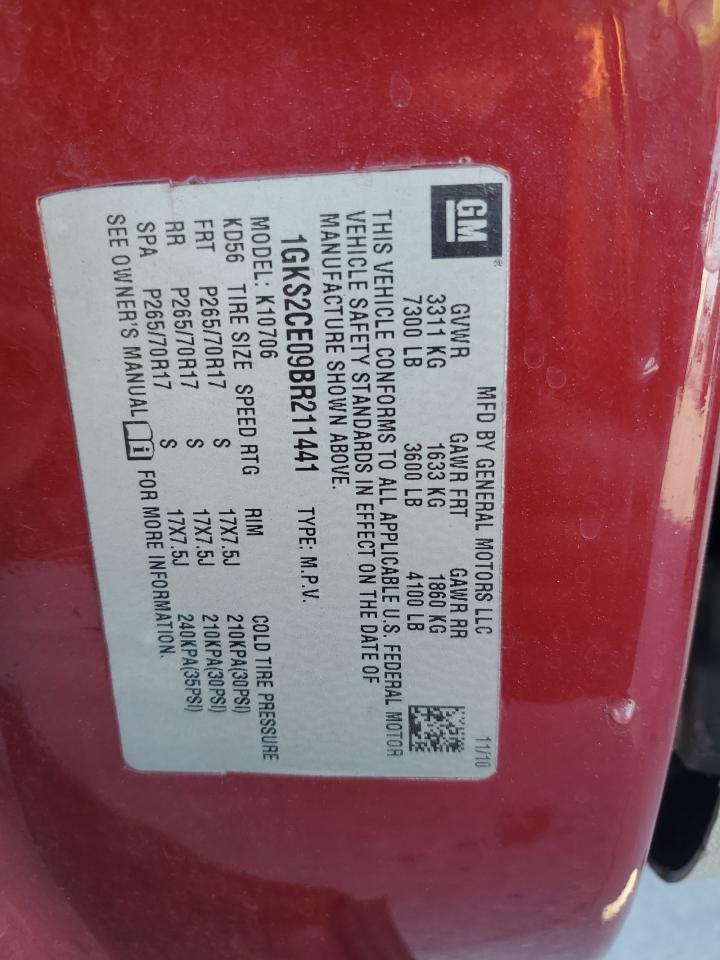 2011 GMC Yukon Slt VIN: 1GKS2CE09BR211441 Lot: 80786055