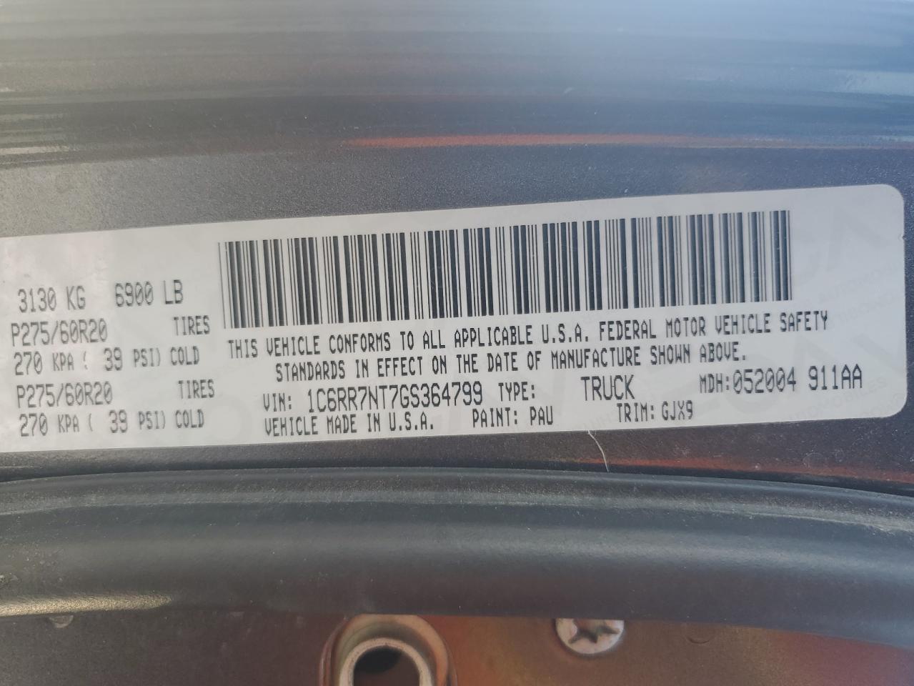 2016 Ram 1500 Laramie VIN: 1C6RR7NT7GS364799 Lot: 80443165