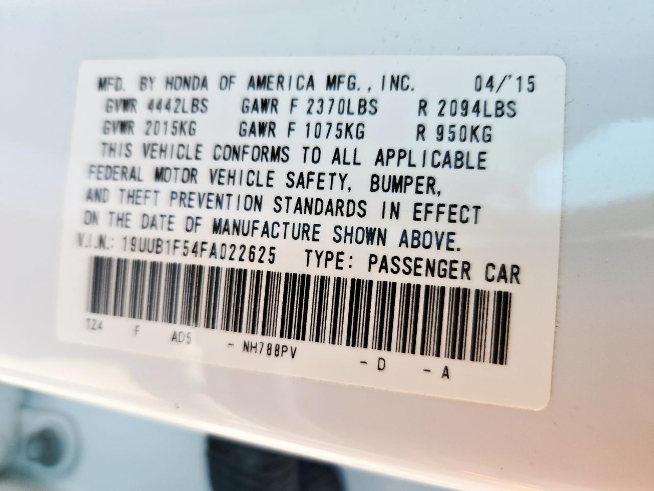 2015 Acura Tlx Tech VIN: 19UUB1F54FA022625 Lot: 71207115