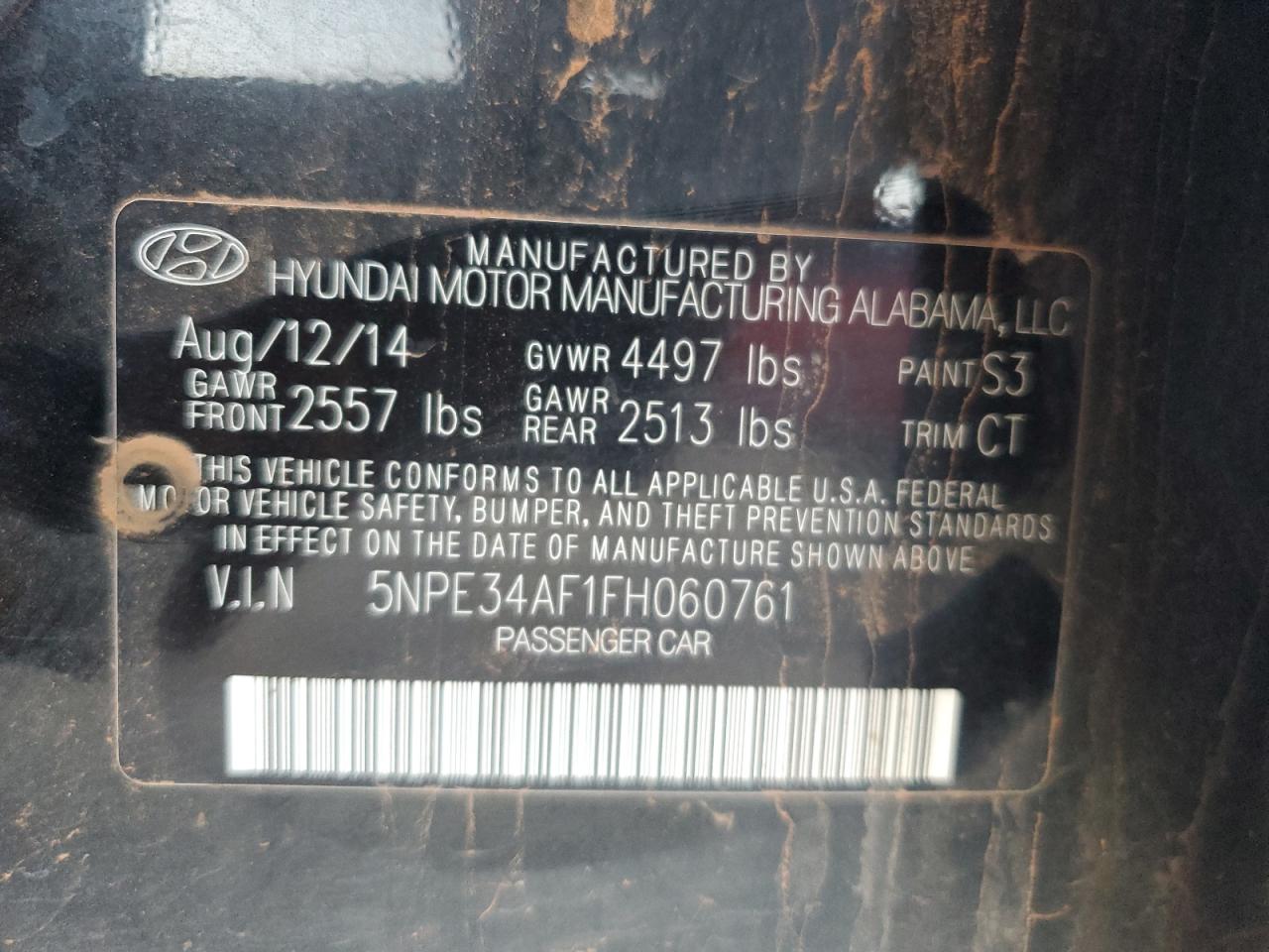 2015 Hyundai Sonata Sport VIN: 5NPE34AF1FH060761 Lot: 69426755