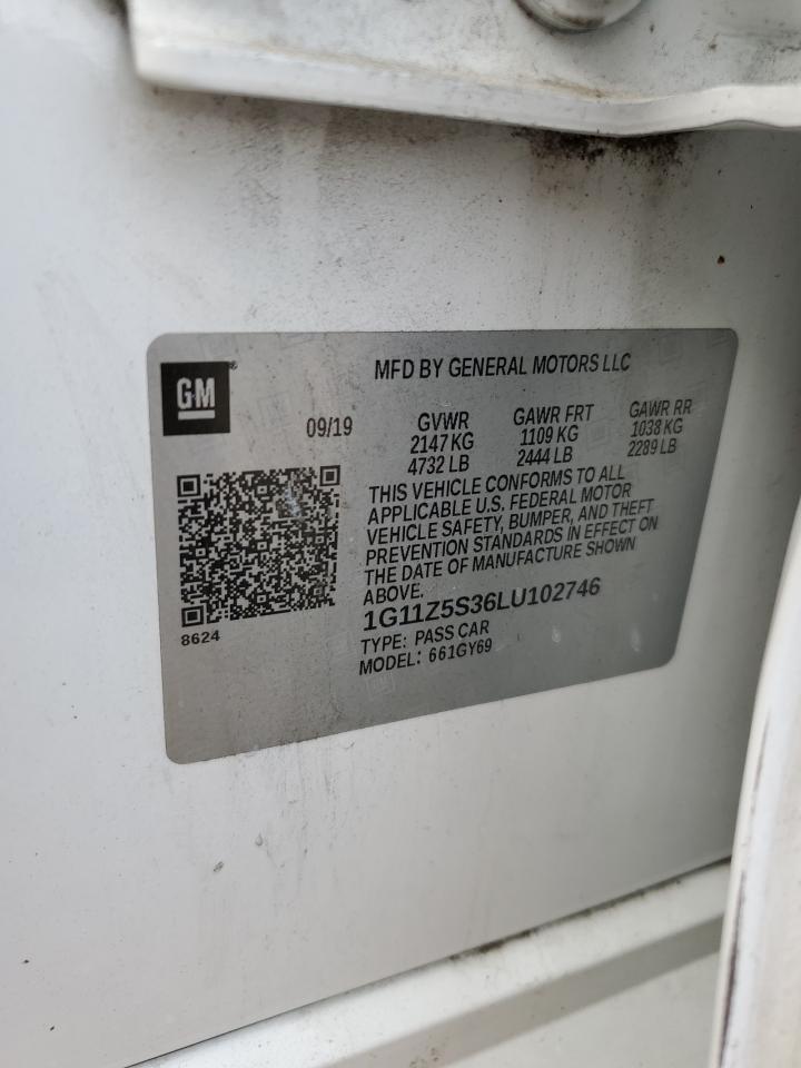 2020 Chevrolet Impala Lt VIN: 1G11Z5S36LU102746 Lot: 71003375