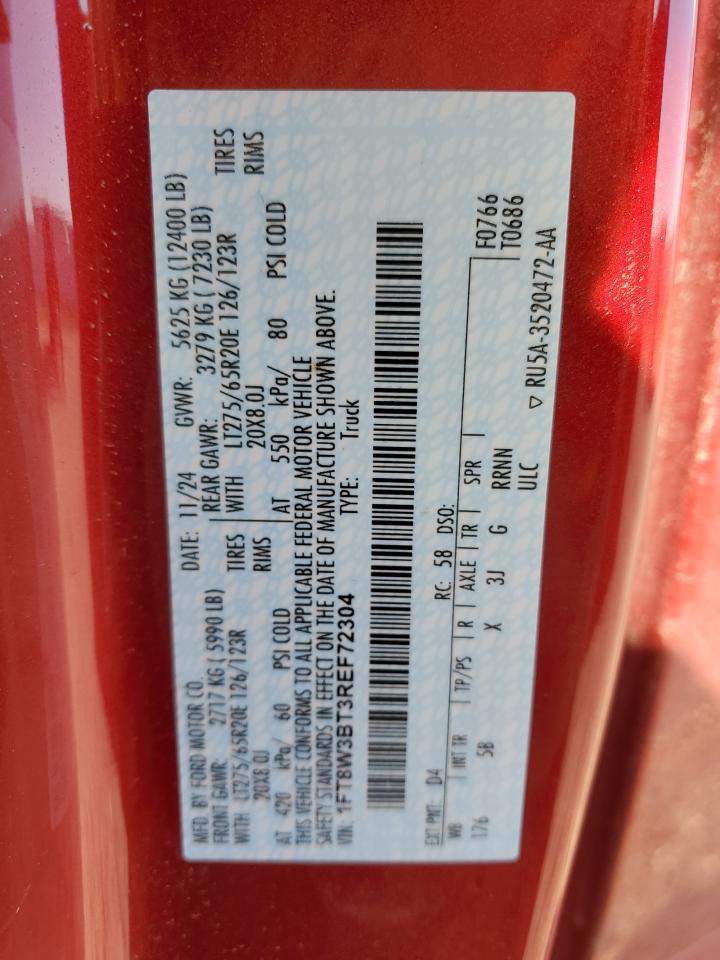 2024 Ford F350 Super Duty VIN: 1FT8W3BT3REF72304 Lot: 81442855