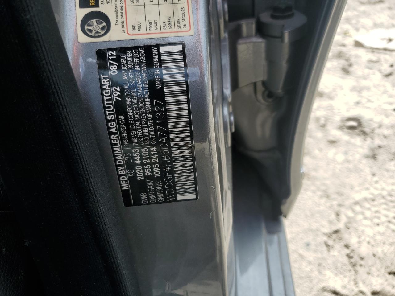 2013 Mercedes-Benz C 250 VIN: WDDGF4HB5DA771327 Lot: 83956385