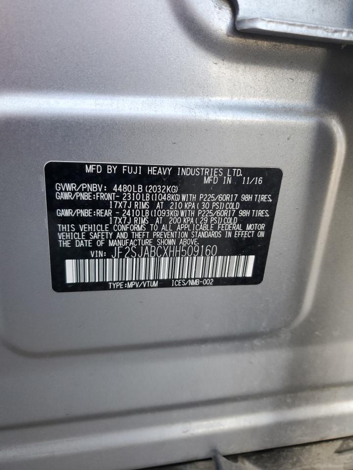 2017 Subaru Forester 2.5I VIN: JF2SJABCXHH509160 Lot: 84607595