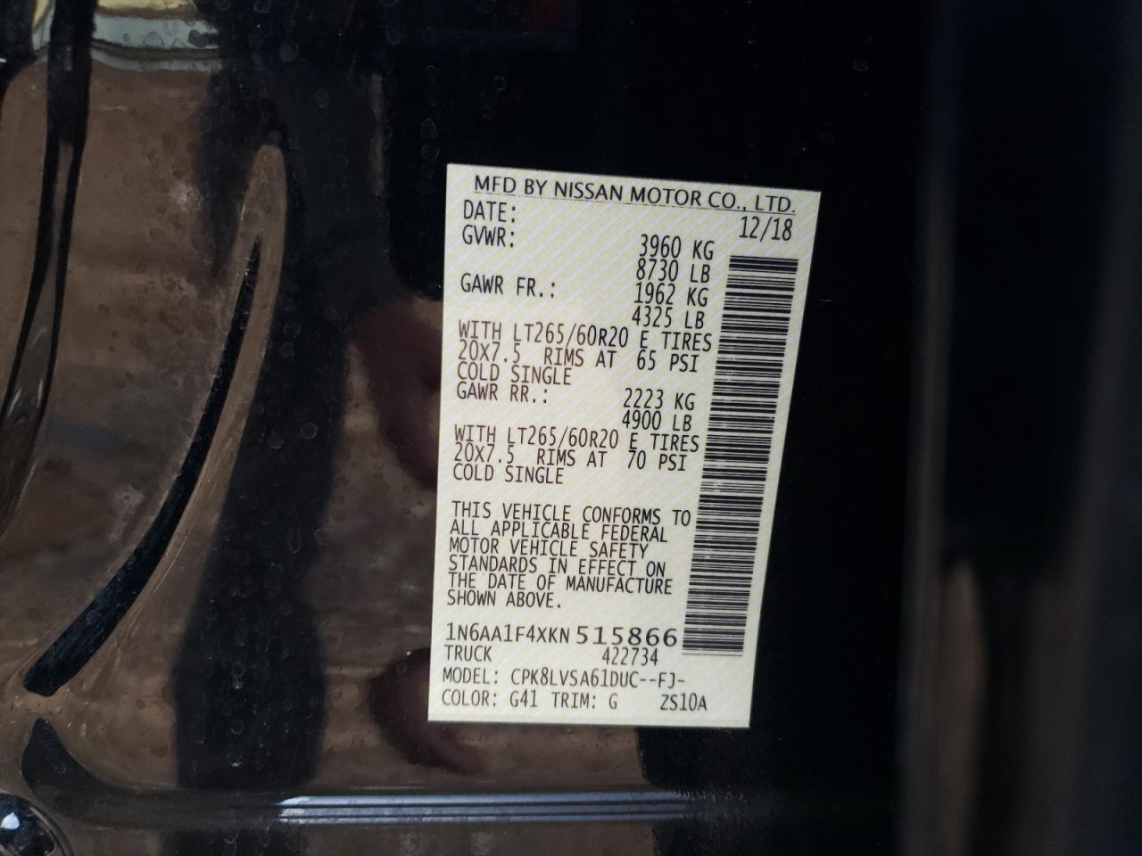 2019 Nissan Titan Xd Sl VIN: 1N6AA1F4XKN515866 Lot: 72041605