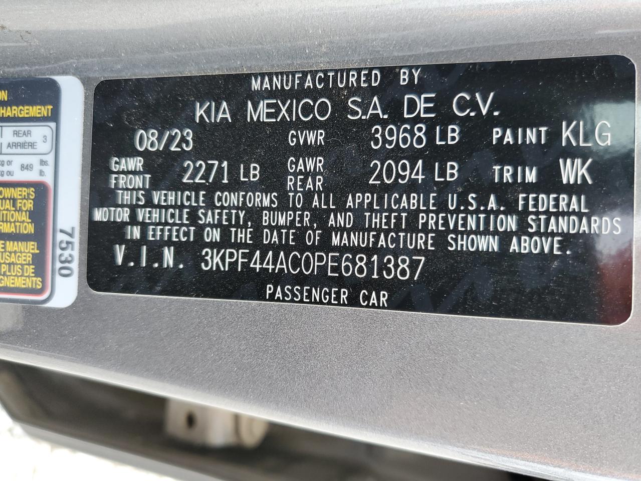 2023 Kia Forte Gt VIN: 3KPF44AC0PE681387 Lot: 80868265