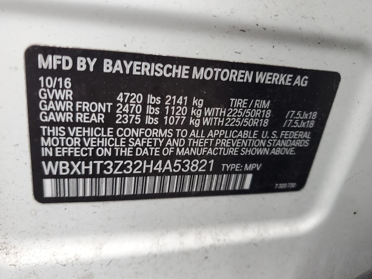 2017 BMW X1 xDrive28I VIN: WBXHT3Z32H4A53821 Lot: 72033675