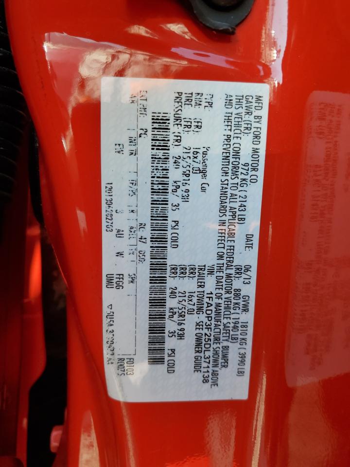 2013 Ford Focus Se VIN: 1FADP3F25DL371138 Lot: 81258105