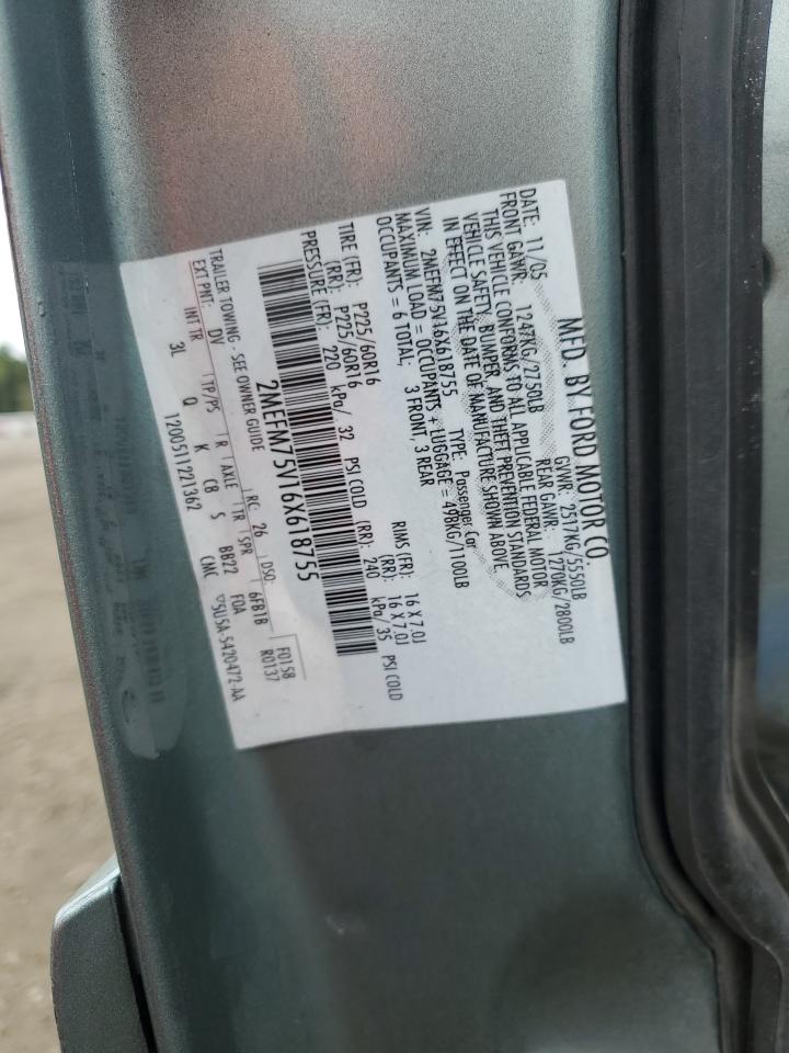 2006 Mercury Grand Marquis Ls VIN: 2MEFM75V16X618755 Lot: 81296545