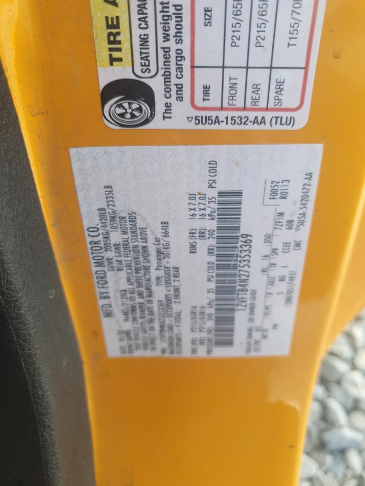 2007 Ford Mustang VIN: 1ZVFT84N275353369 Lot: 81880645